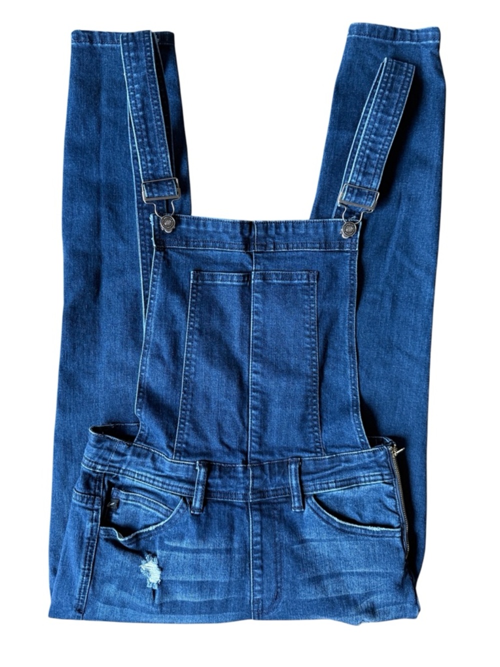 Kancan Small Distressed Denim Bib Overall Style KC5144D Dark Wash